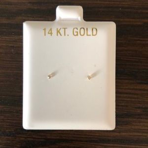 14 karat gold CZ earrings. 1.5 mm